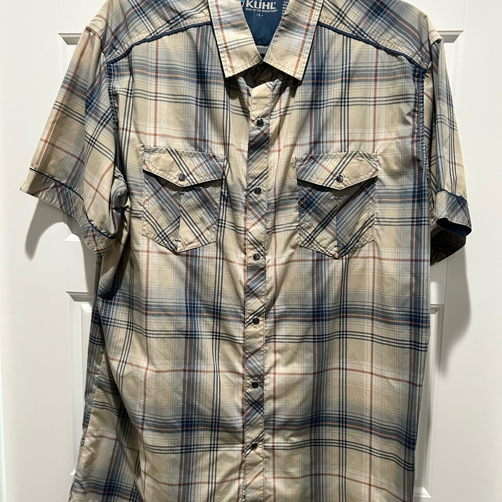 Kuhl Casual Button Down Shirt Blue and Tan